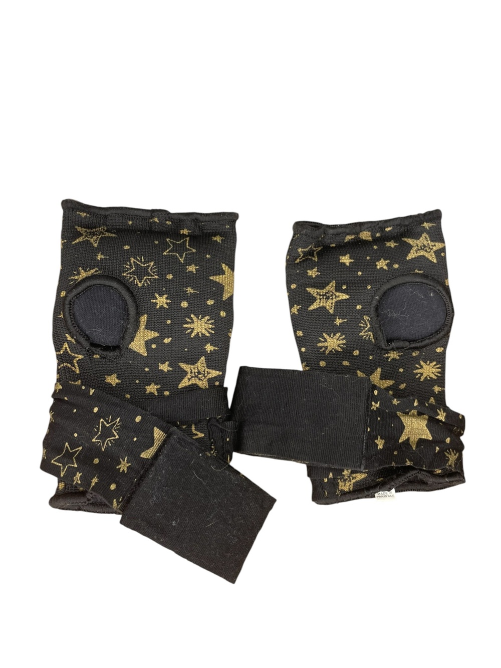 Boxing Hand Wraps - Quickwraps - Black Gold Stars - Elastic Sz L - Star Power
